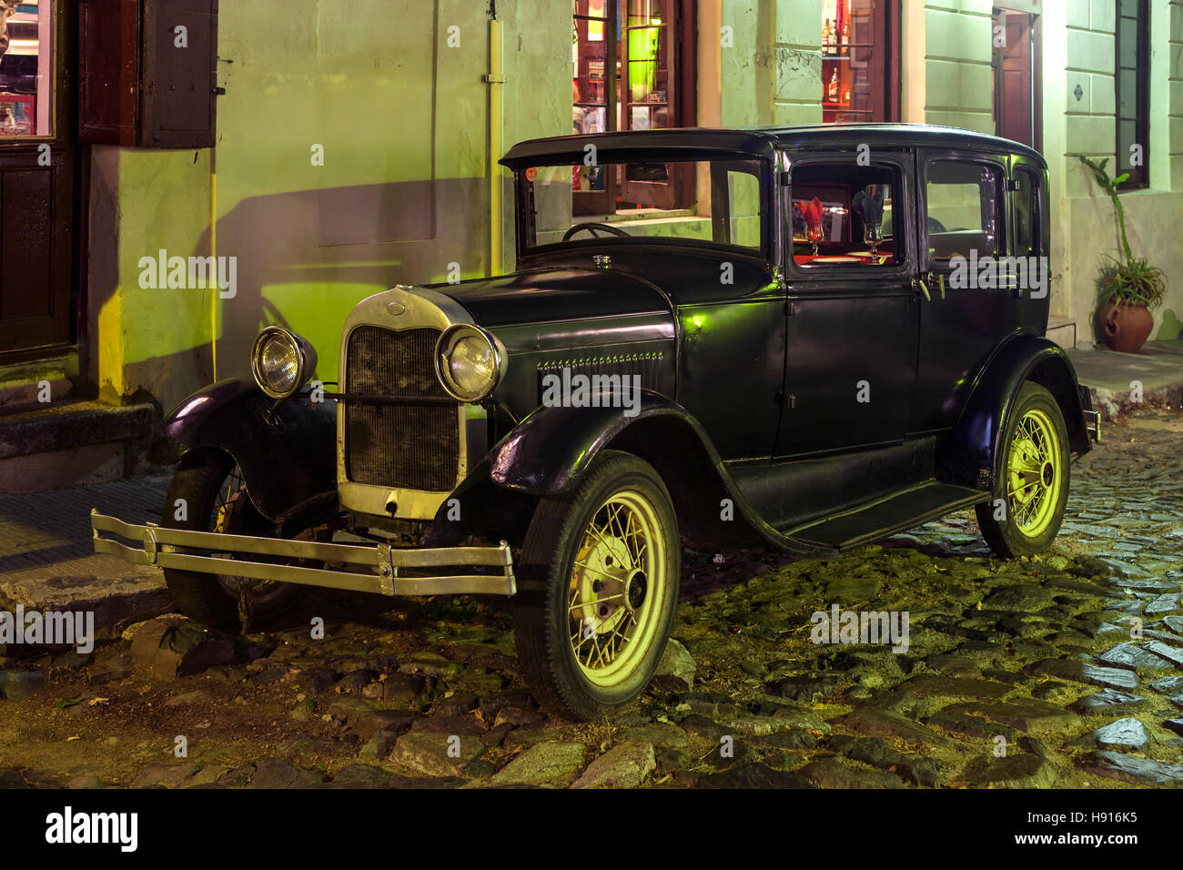 Vintage car, Colonia del Sacramento, Uruguay Stock Photo
