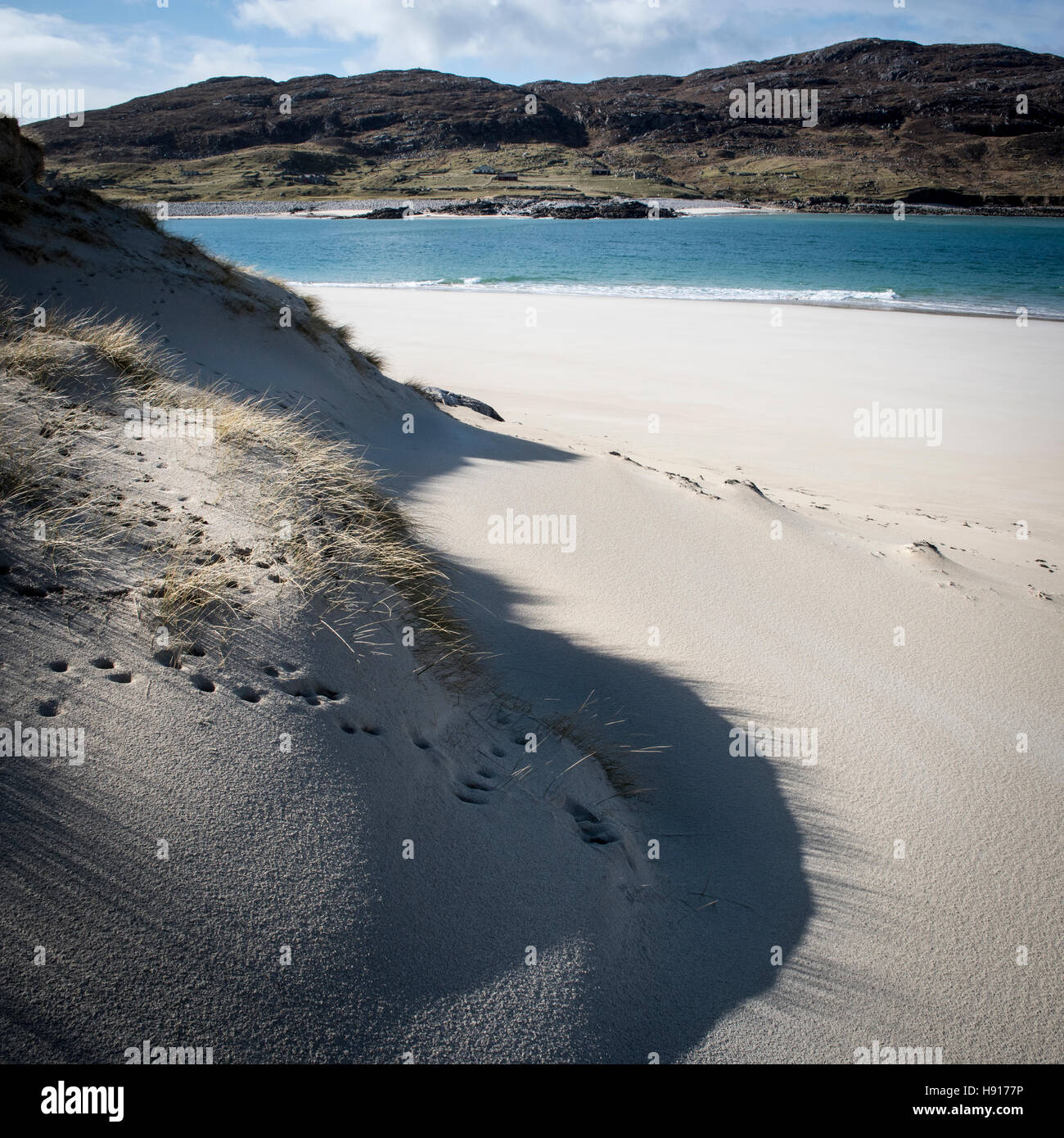 Husinish, Isle of Harris Beach, Dunes, Water, turquoise sea, Outer Hebrides, Scotland, North of Scotland, Beaches, Countryside, White Sands, Sand Dune Stock Photo