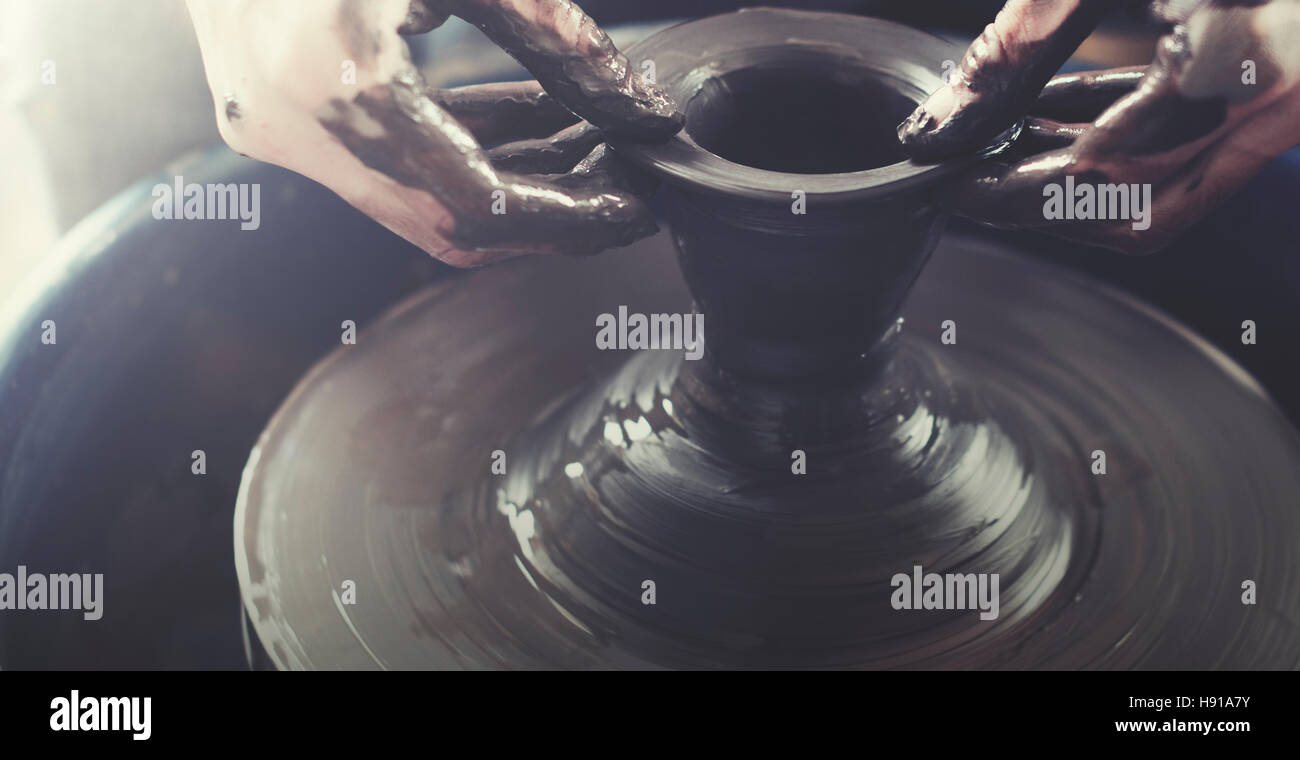 Person Creation Pottery Handcraft Art Mud Concept Stock Photo Alamy