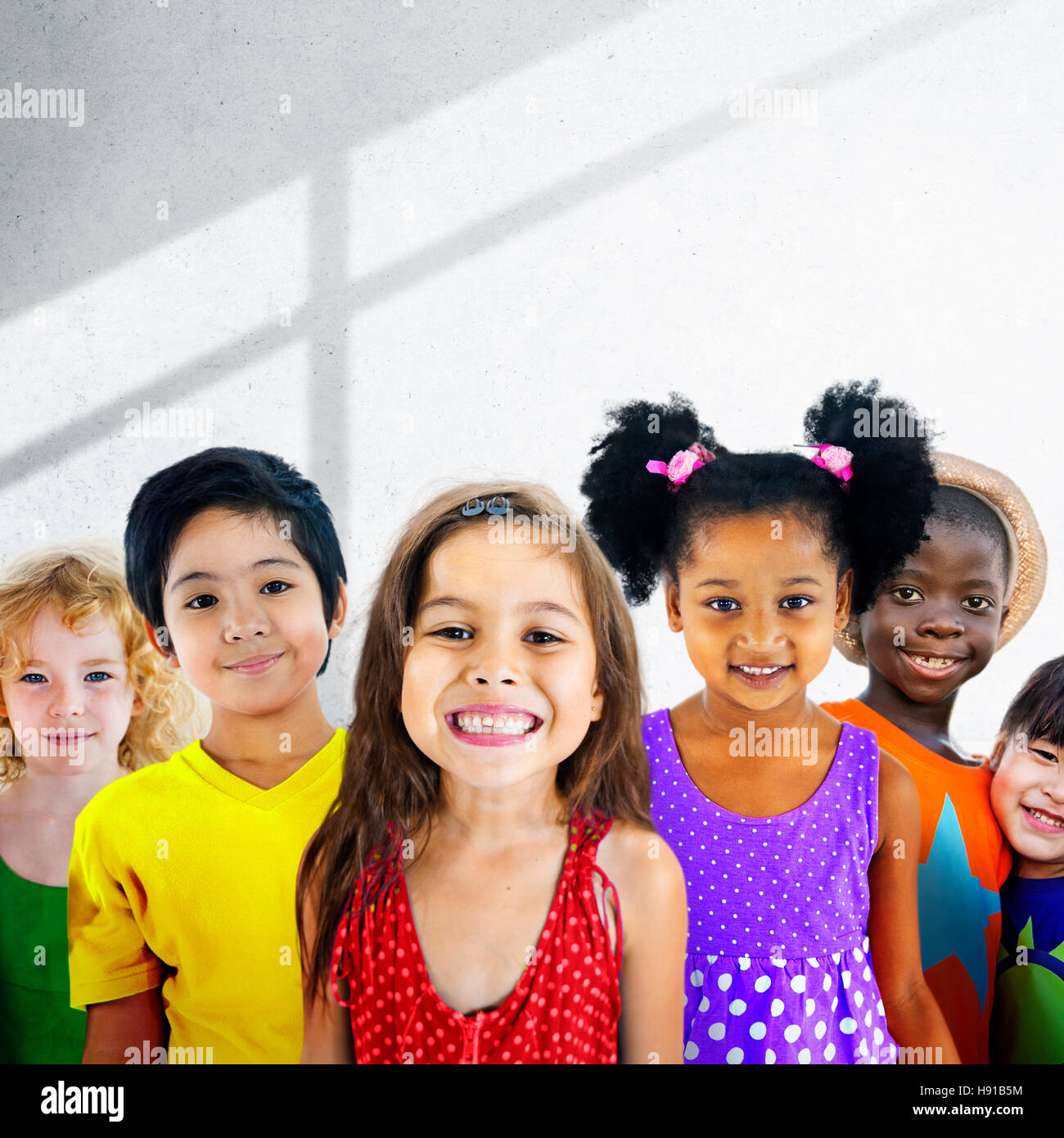 Diversity Children Friendship Innocence Smiling Concept Stock Photo - Alamy