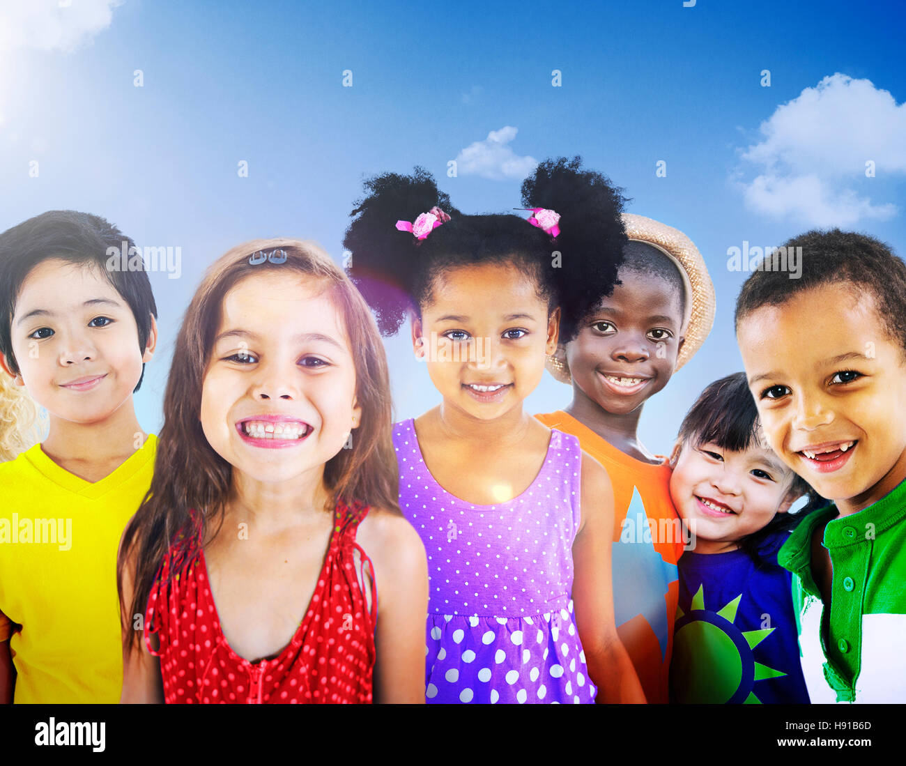 Diversity Children Friendship Innocence Smiling Concept Stock Photo - Alamy