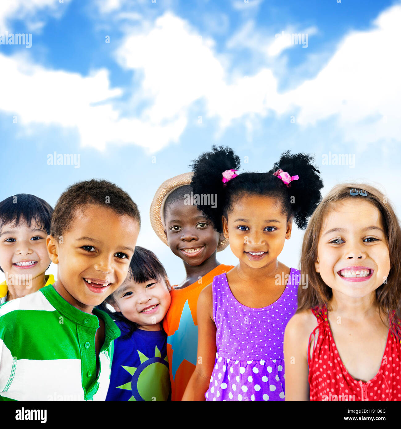 Diversity Children Friendship Innocence Smiling Concept Stock Photo - Alamy