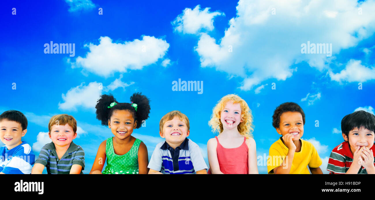 Diversity Children Friendship Innocence Smiling Concept Stock Photo - Alamy