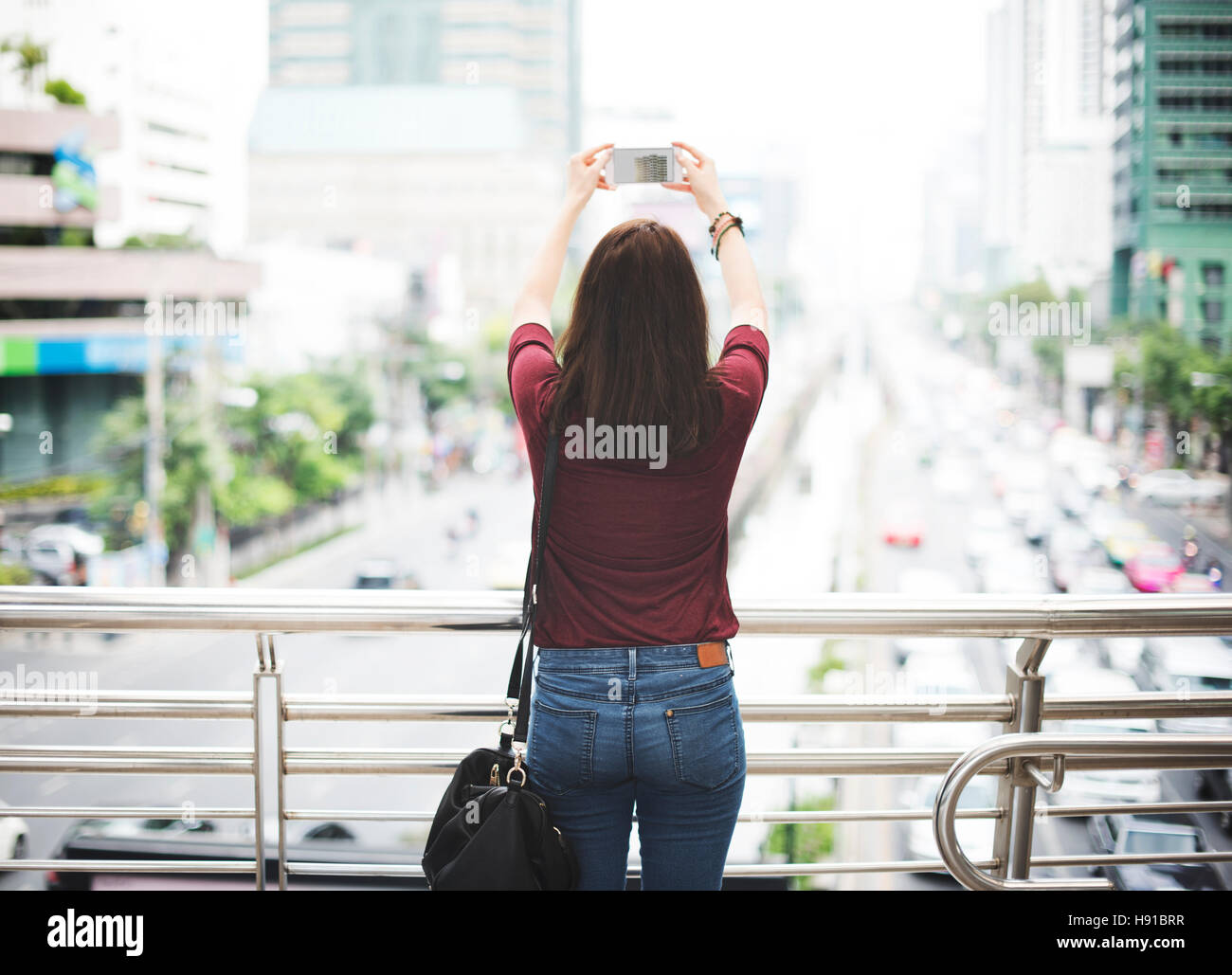 Woman Rear View Photography Traveling City Life Concept Stock Photo - Alamy