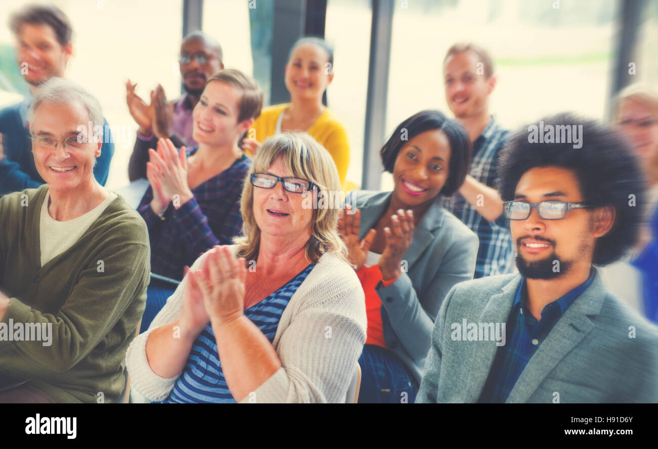 Diverse People Happiness Friendship Audience Seminar Concept Stock ...
