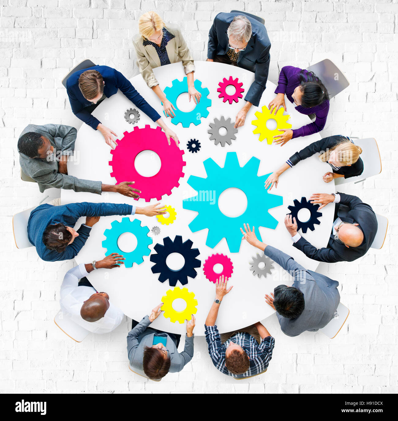 Gear Connection Corporate Team Teamwork Meeting Concept Stock Photo - Alamy