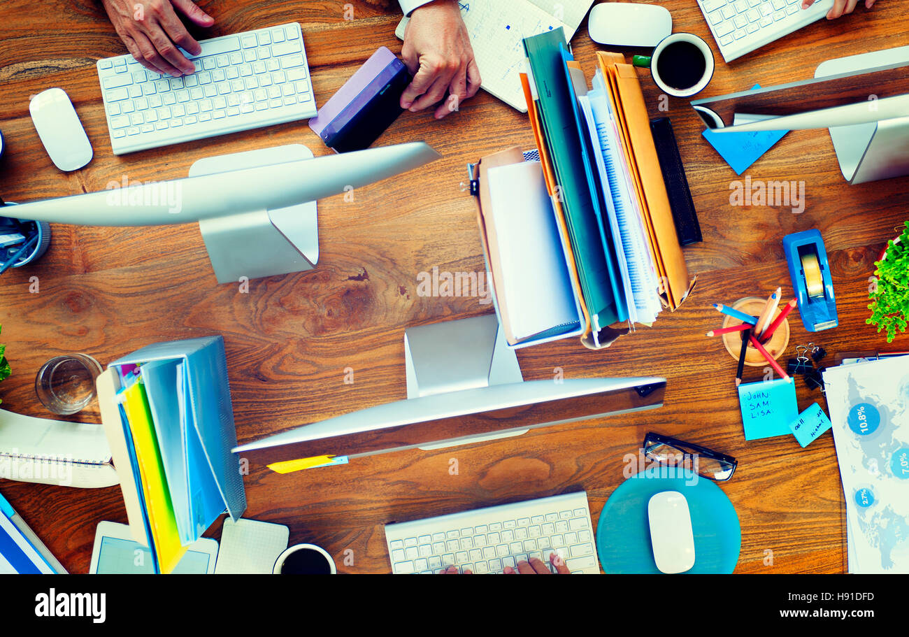 Group of Business People Working Office Desk COncept Stock Photo - Alamy