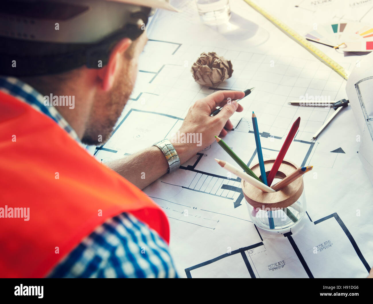 Architect Engineer Design Construction Constructer Concept Stock Photo