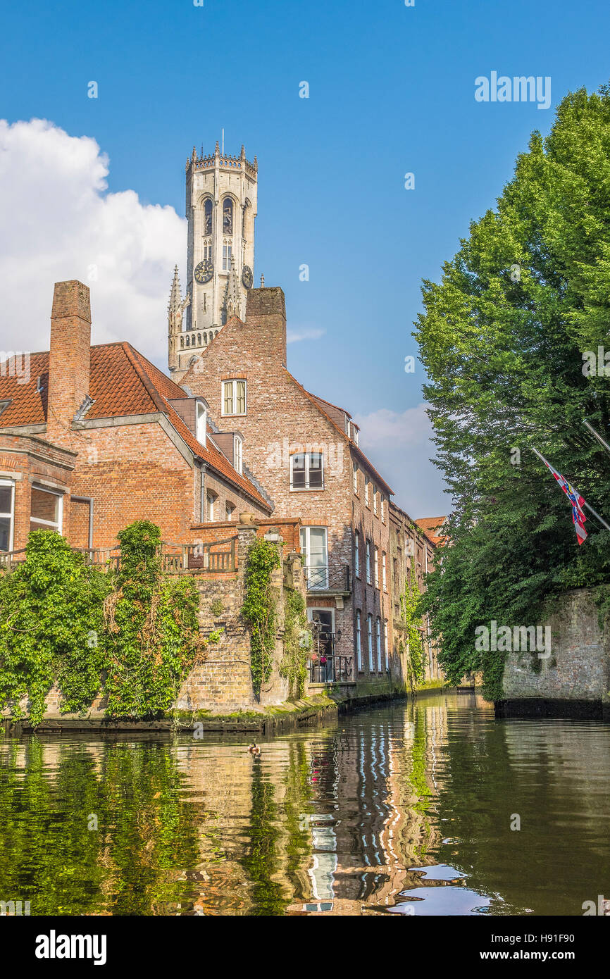 A Quite Backwater Along The Canal Bruges Belgium Stock Photo