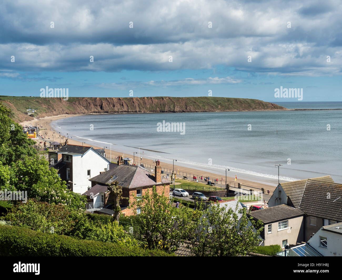 Filey Brig and Beach, North Yorkshire Stock Photo