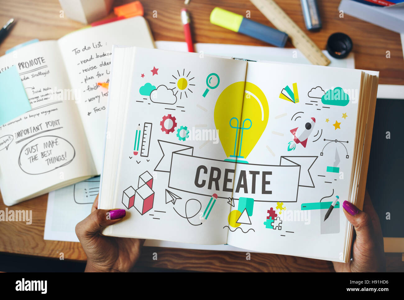 Create Ideas Imagination Plan Thinking Concept Stock Photo - Alamy