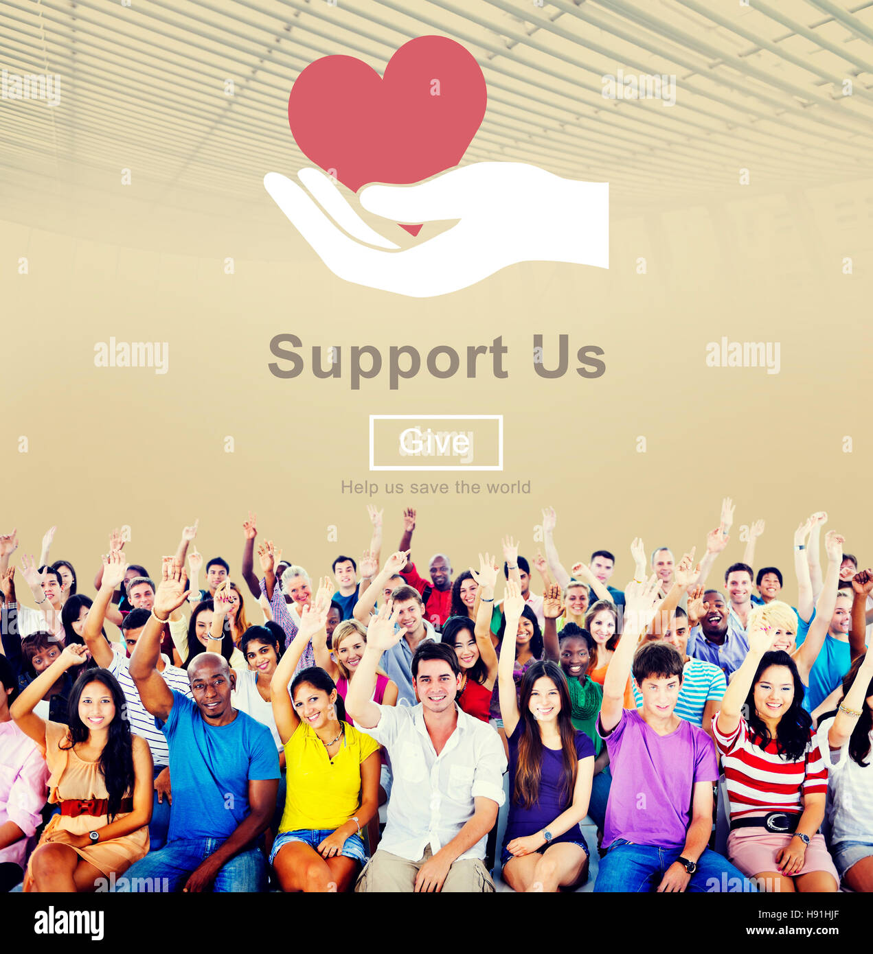 Support us Welfare Volunteer Donations Concept Stock Photo - Alamy