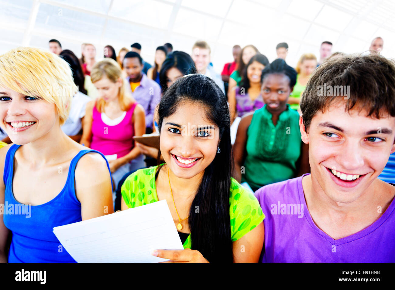 Crowd Learning Celebrating Casual Diverse Ethnic Concept Stock Photo ...