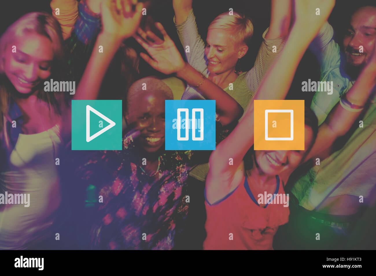 Buttons Multimedia Play Pause Stop Concept Stock Photo - Alamy