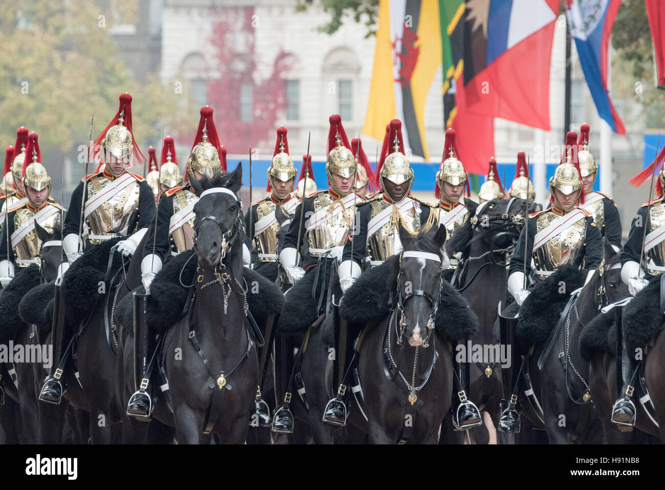 Household Cavalry on ceremonial parade, London Stock Photo