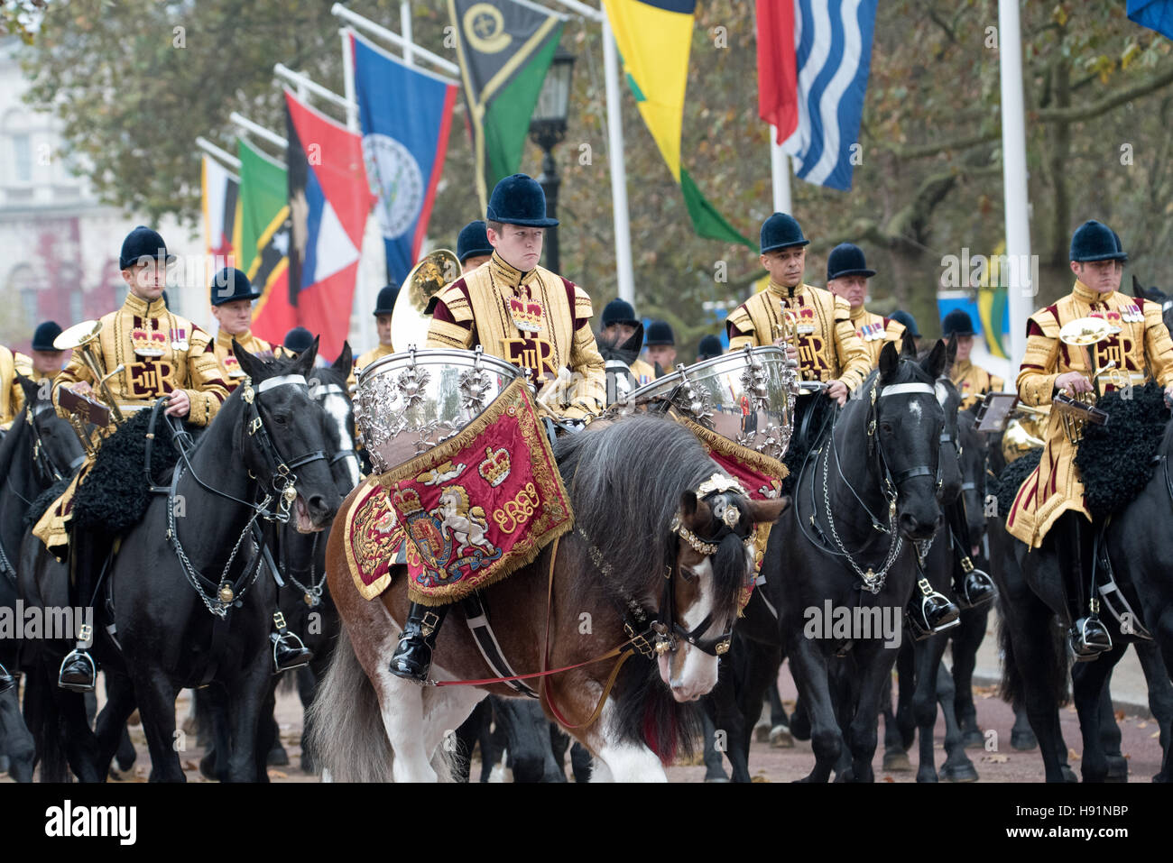 Household Cavalry band on ceremonial parade, London Stock Photo