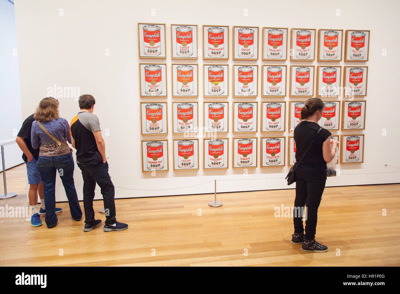 Andy Warhol,Campbell's soup cans paintings (1962) MoMa museum of modern art, New York City, United States of America. Stock Photo