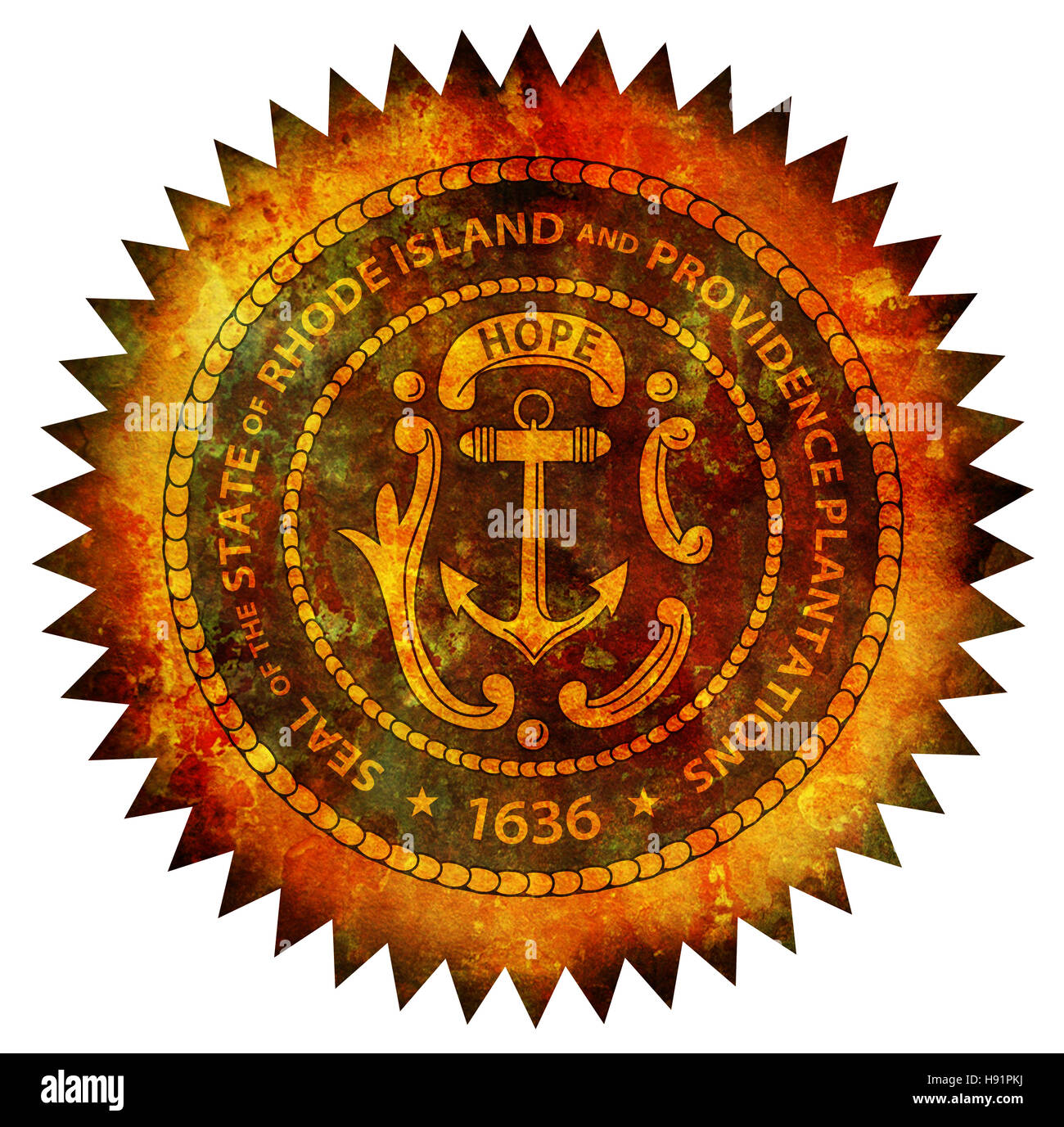 old vintage isolated over white symbol of rhode island Stock Photo