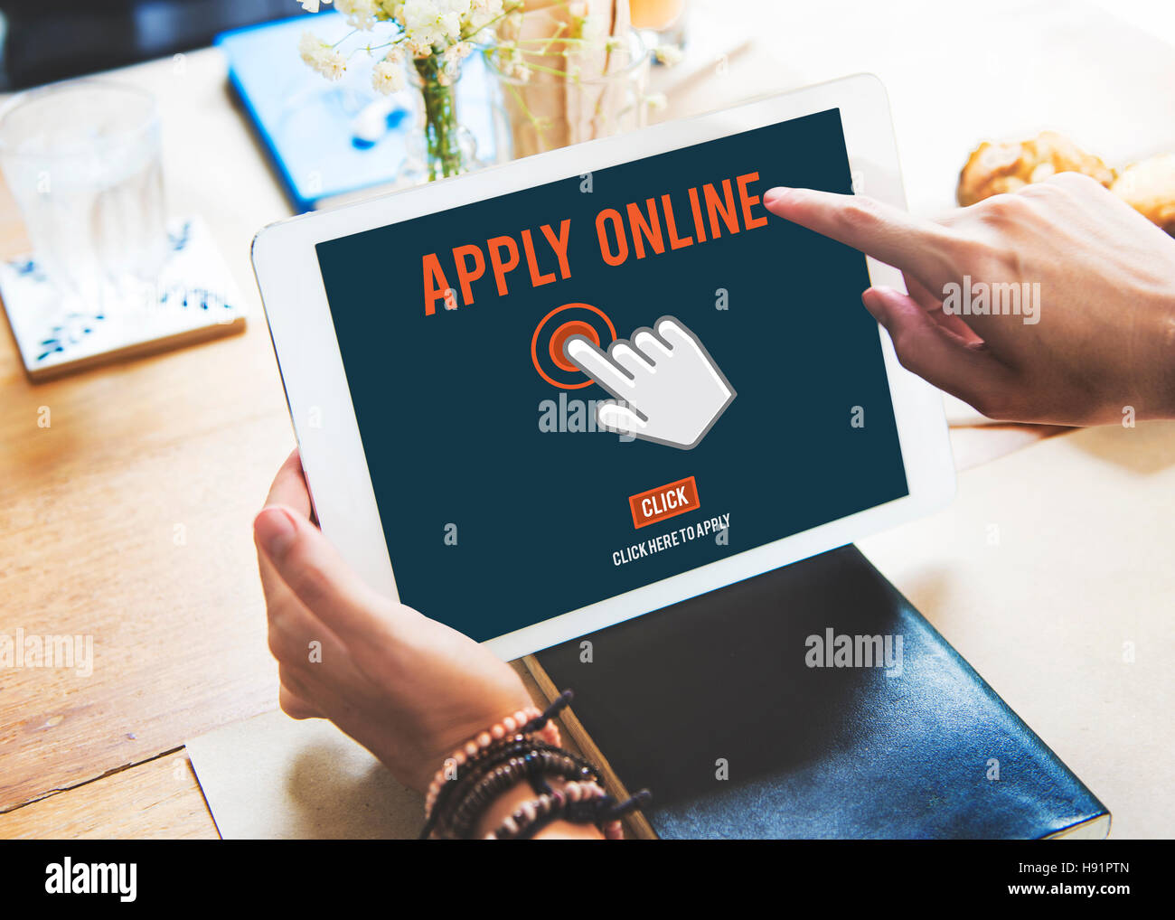Apply Here Apply Online Job Concept Stock Photo