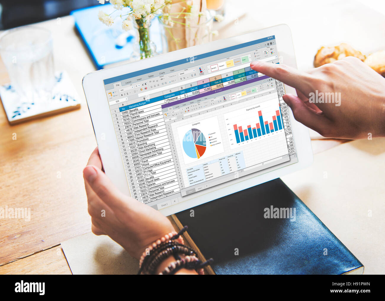 Spreadsheet Document Financal Report Concept Stock Photo