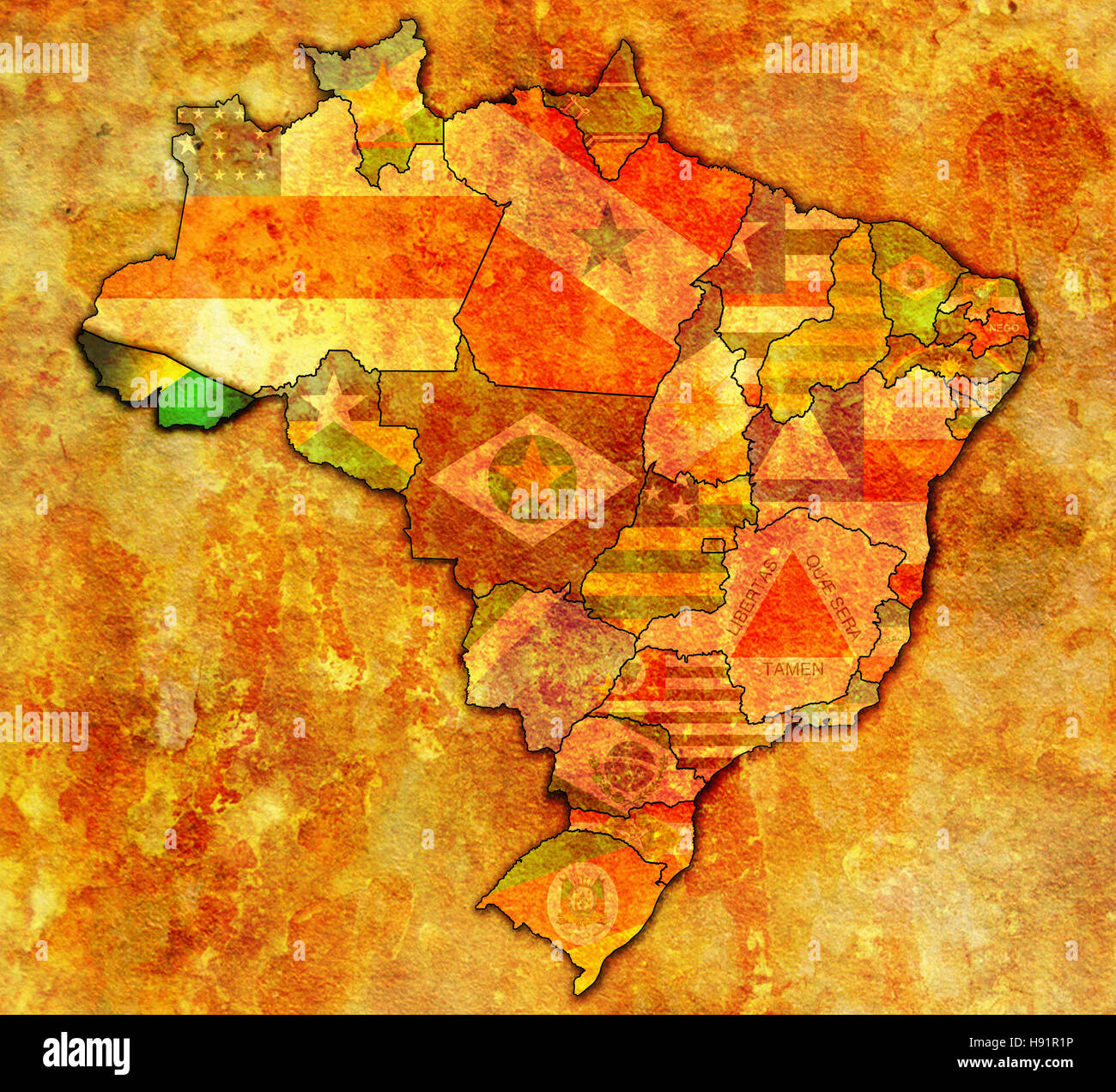 acre state on admistration map of brazil with flags Stock Photo Alamy