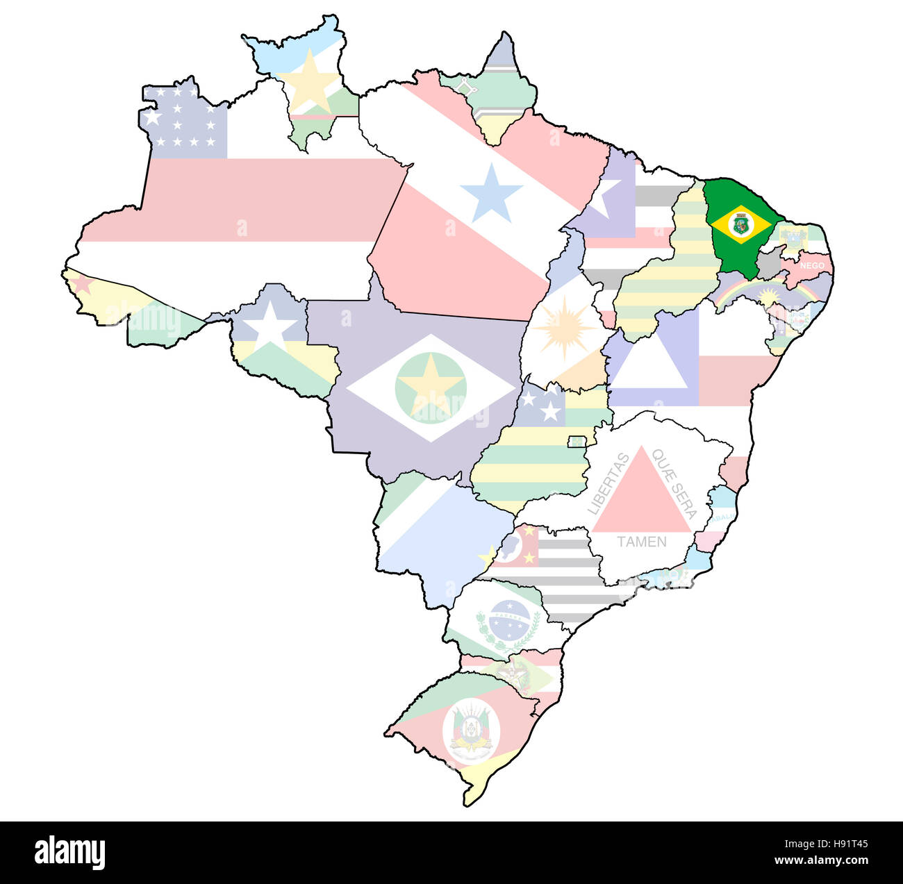 ceara on admistration map of brazil with flags Stock Photo