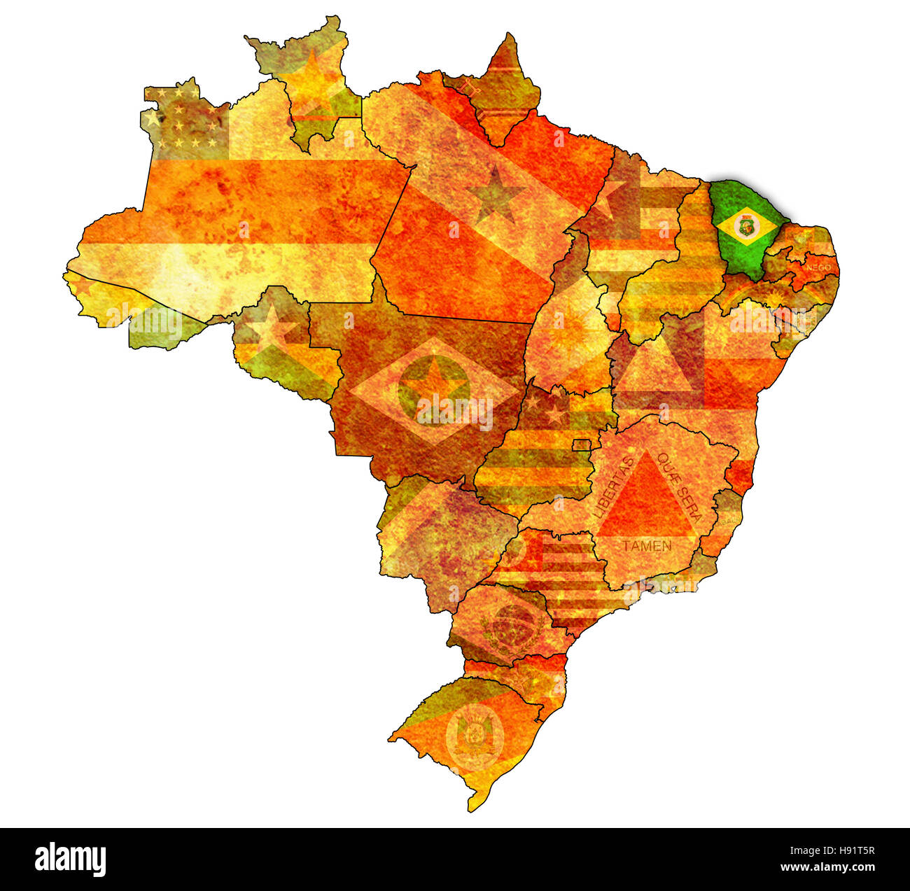 ceara on admistration map of brazil with flags Stock Photo
