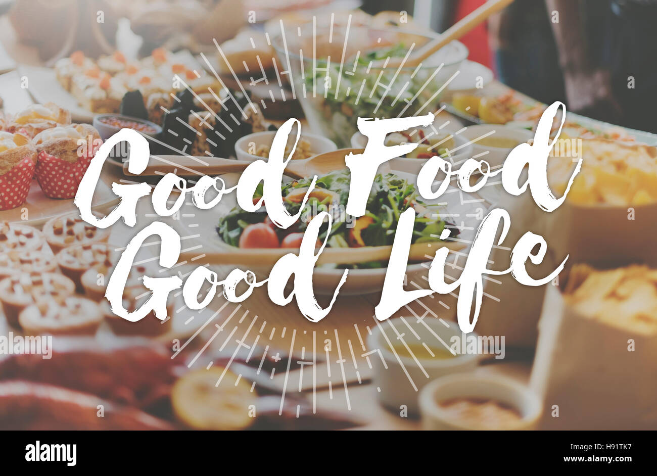 Good Food Good Life Gourmet Cuisine Catering Culinary Concept Stock Photo