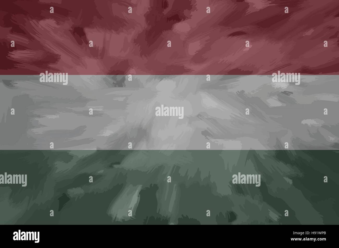 Hungary painted / drawn vector flag. Dramatic, unusual look. Vector file contains flag and texture layers Stock Vector