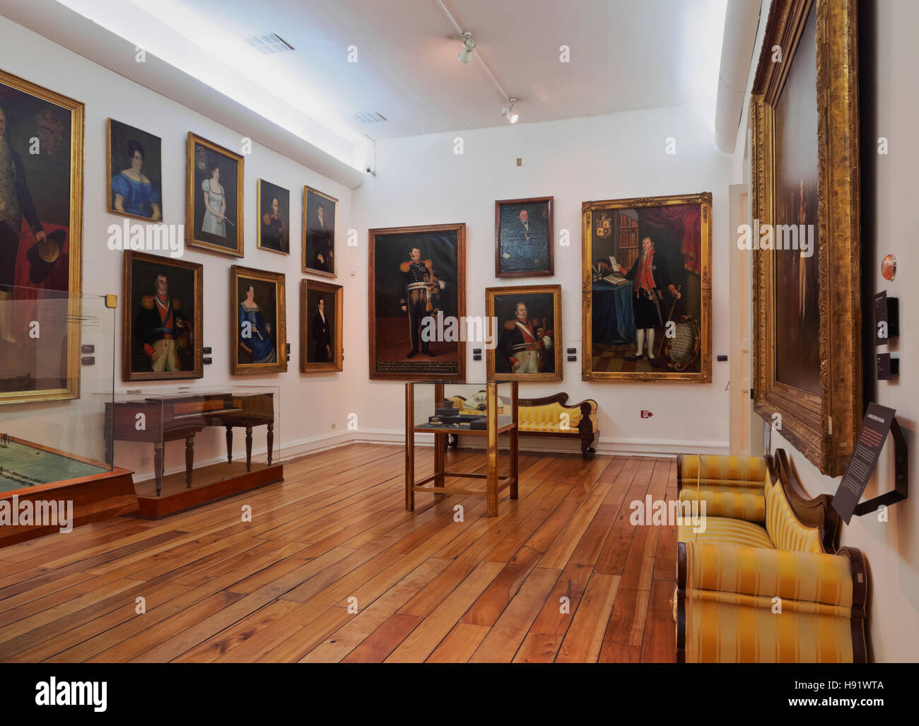 Chile, Santiago, Interior view of the National History Museum of Chile housed in the Royal Court Palace. Stock Photo