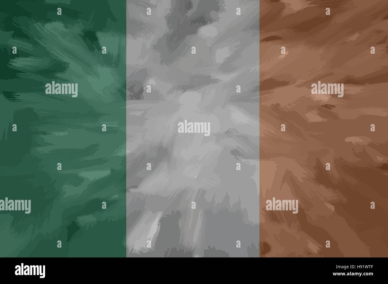 Ireland painted / drawn vector flag. Dramatic, unusual look. Vector file contains flag and texture layers Stock Vector
