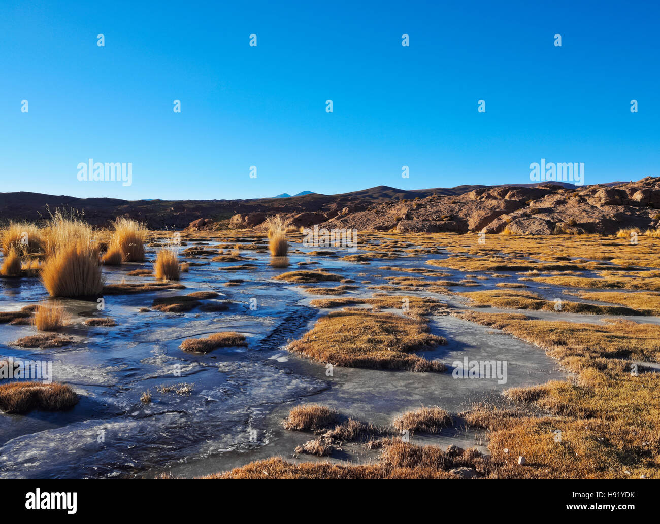 Bolivia, Potosi Departmant, Sur Lipez Province, Eduardo Avaroa Andean Fauna National Reserve, Landscape of the Sierra Quetena. Stock Photo