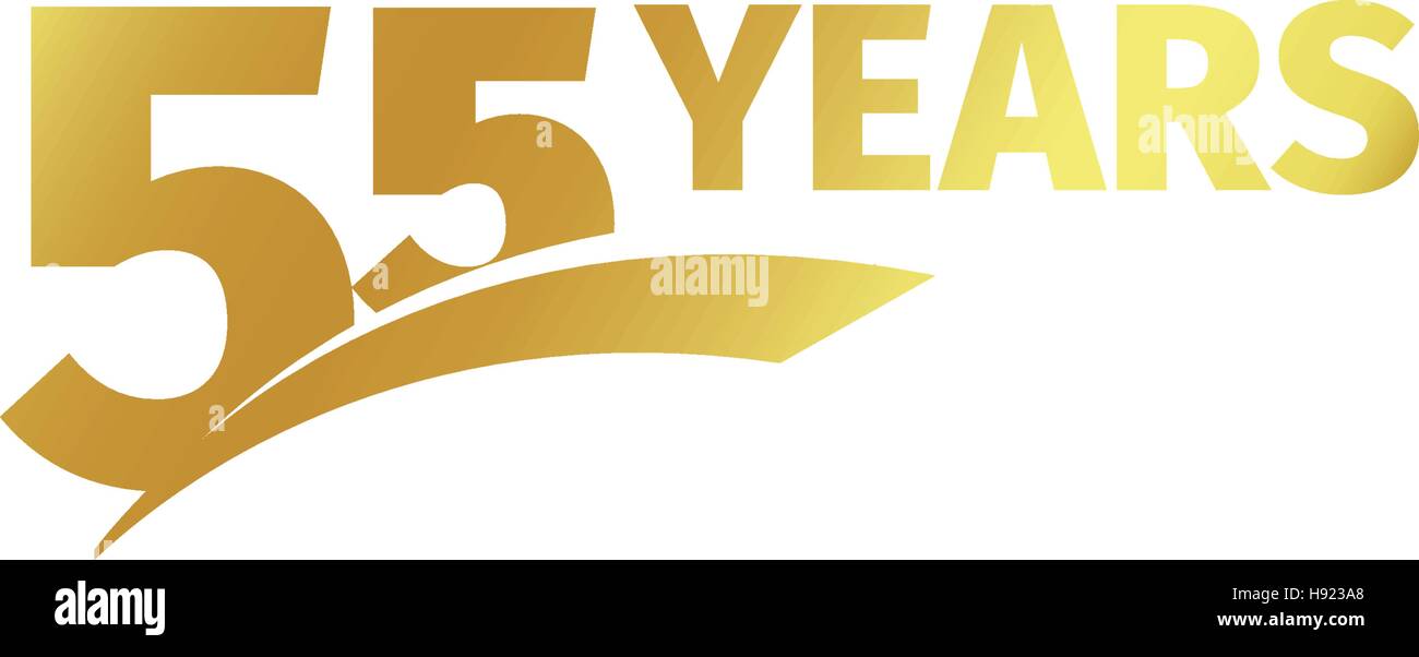 Isolated abstract golden 55th anniversary logo on white background. 55 ...