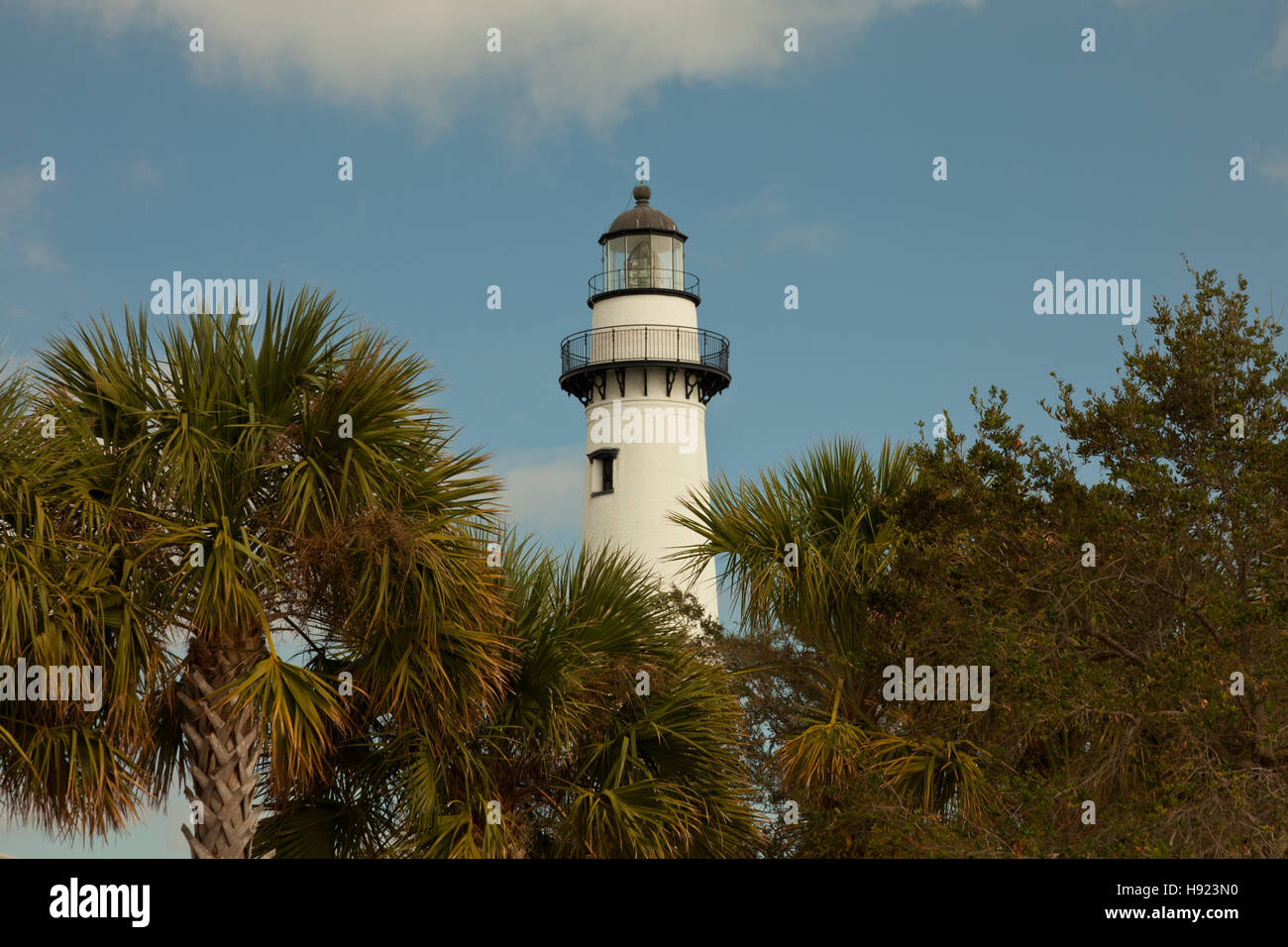 The lighthouse on the southern tip of St Simons Island in Stock