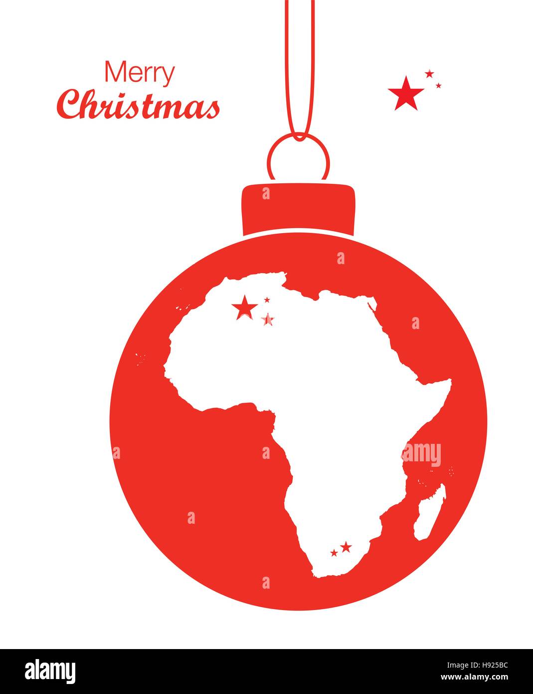 Merry Christmas illustration theme with map of Africa Stock Vector