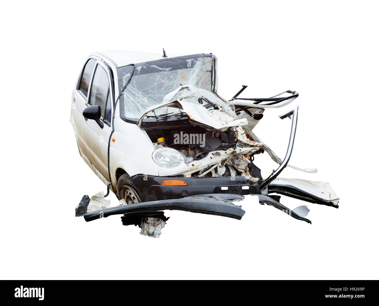 wrecked car in accident Stock Photo - Alamy