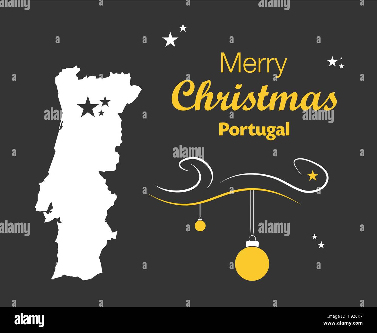 Merry Christmas illustration theme with map of Portugal Stock Vector