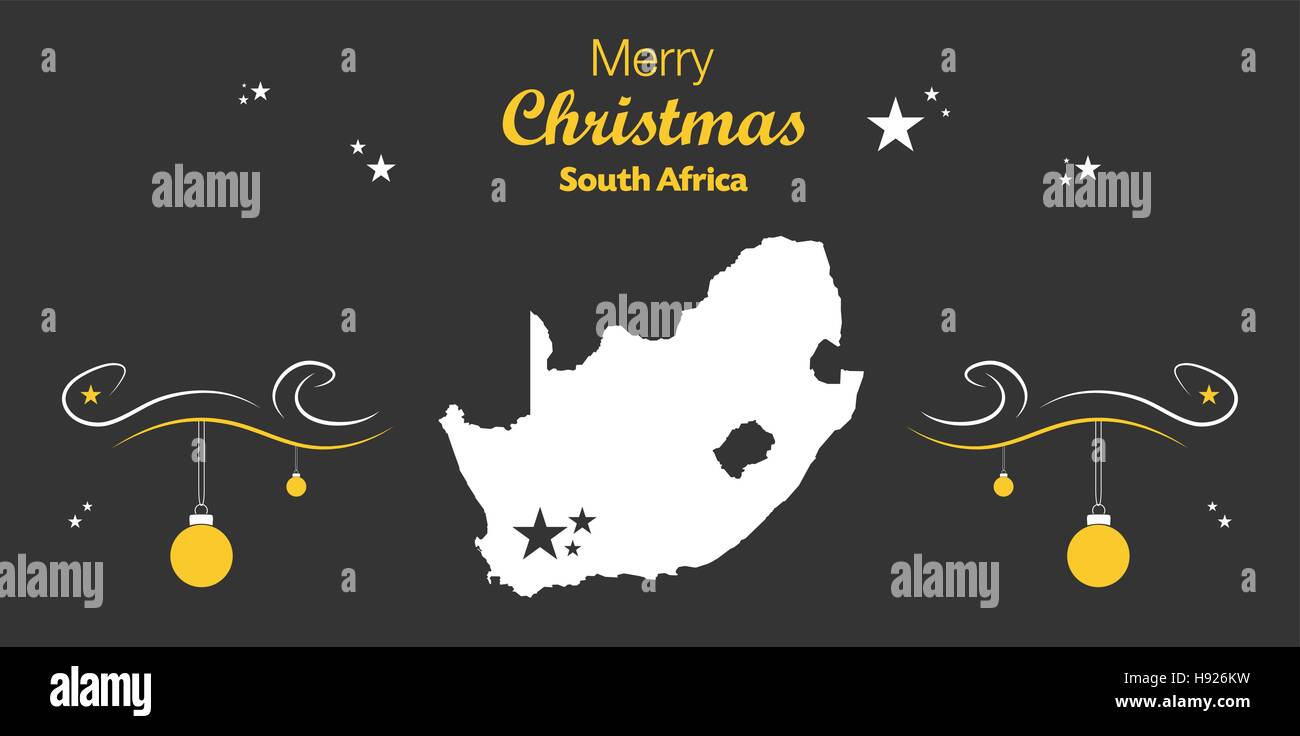 Merry Christmas illustration theme with map of South Africa Stock Vector