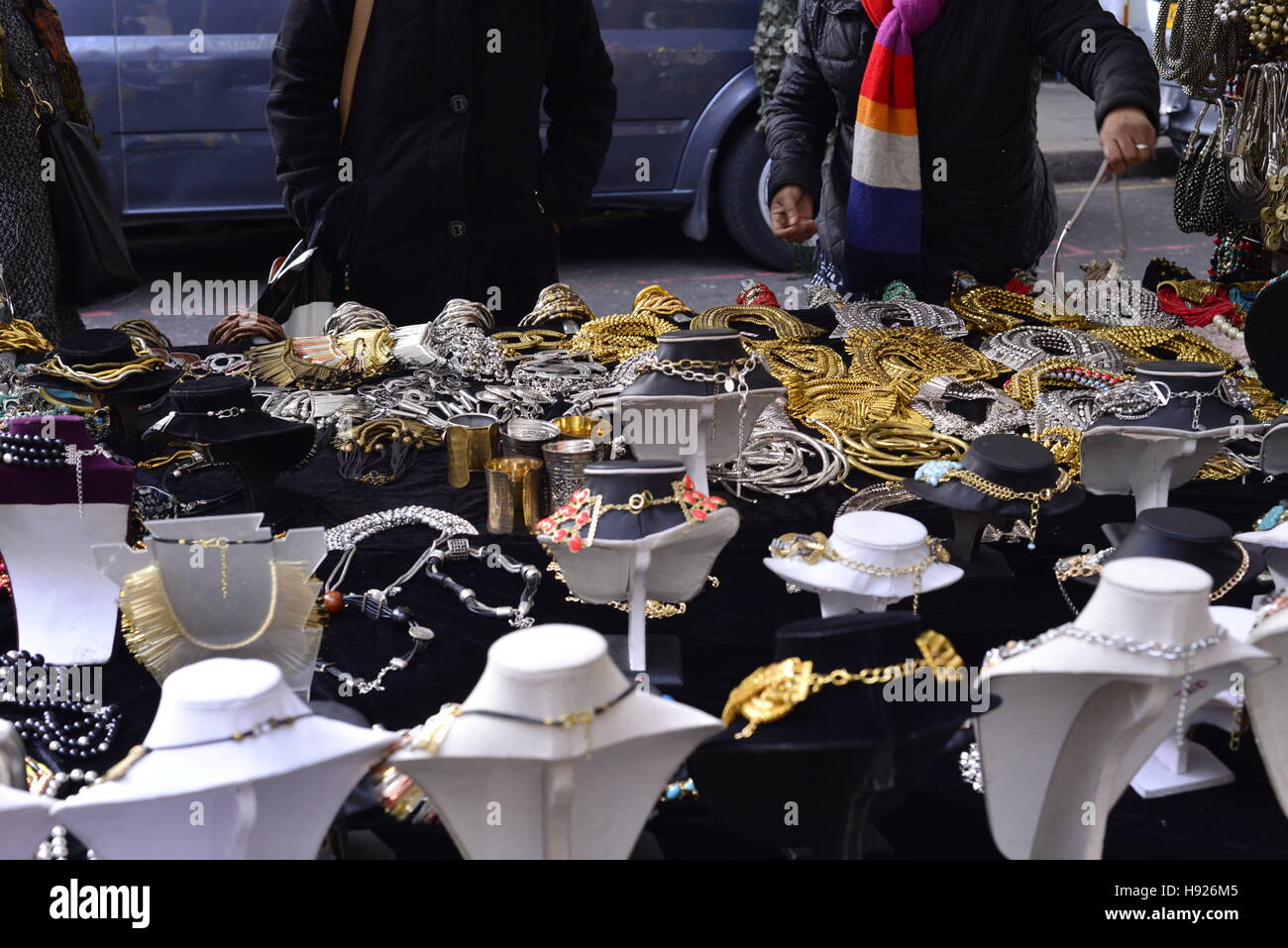 Jewelry stall, Portobello market, London Stock Photo Alamy
