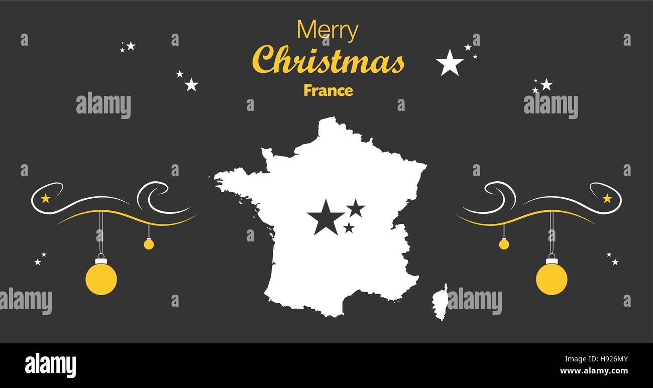 Merry Christmas illustration theme with map of France Stock Vector