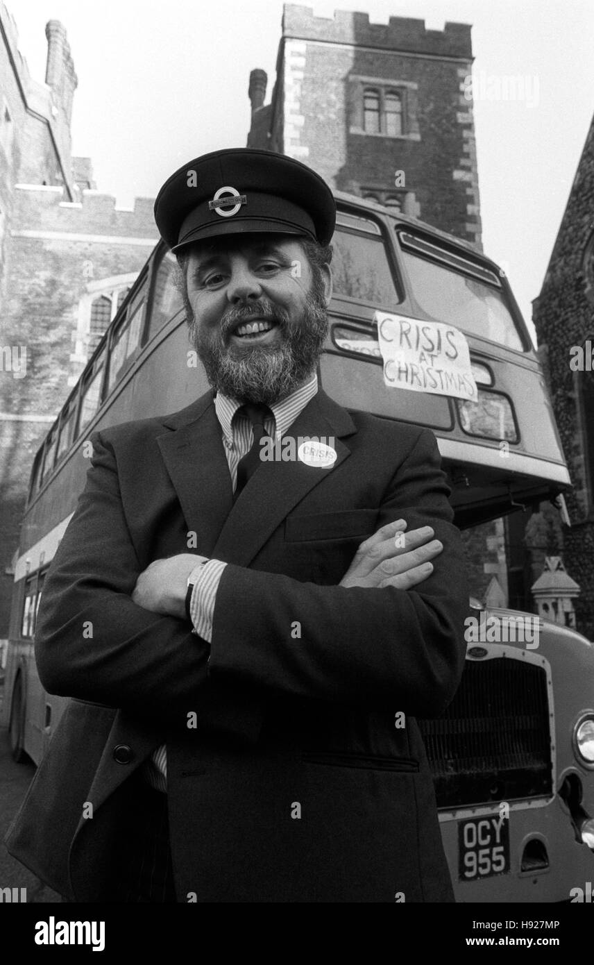 The Archbishop of Canterbury's adviser Terry Waite at Lambeth Palace, London, before starting off a pilgrimage of young people to Canterbury behind the wheel of a double-decker bus. Mr Waite is hoping to raise more than £25,000 in aid of Crisis at Christmas. The charity feeds and shelters hundreds of single homeless people for a week at Christmas. Stock Photo