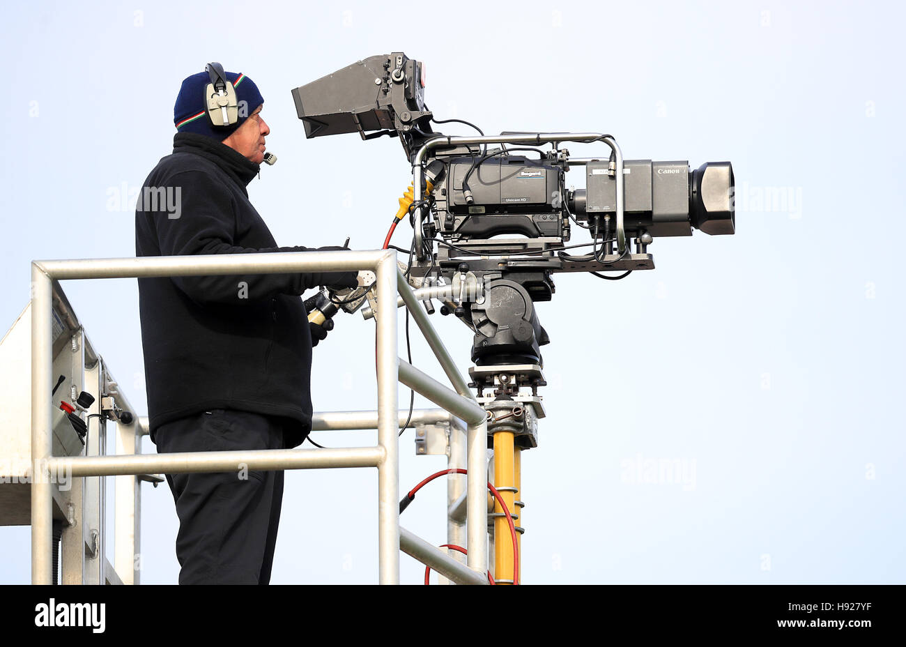 Television cameras at Nottingham Races Stock Photo Alamy