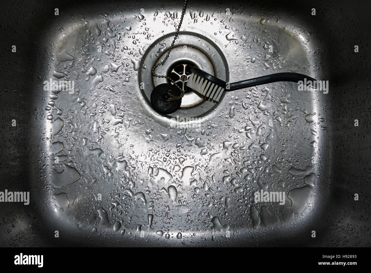 The plug hole of a kitchen sink Stock Photo Alamy