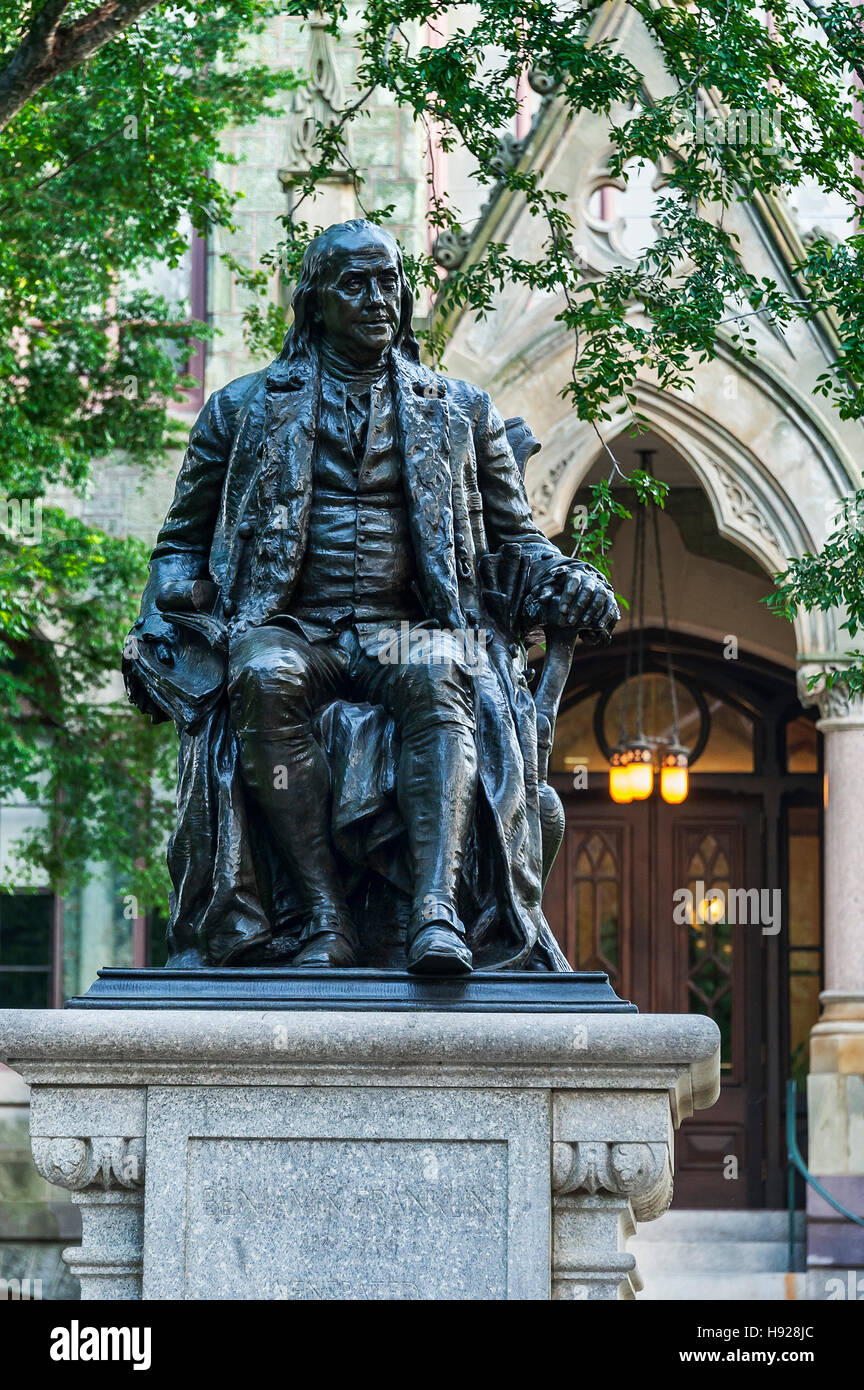 Benjamin franklin statue university pennsylvania hires stock