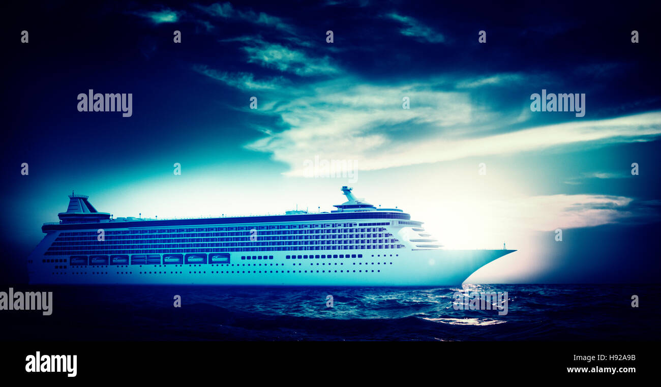 Yacht Cruise Ship Sea Ocean Tropical Scenic Concept Stock Photo