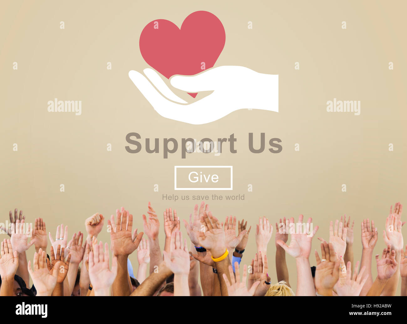 Support us Welfare Volunteer Donations Concept Stock Photo - Alamy