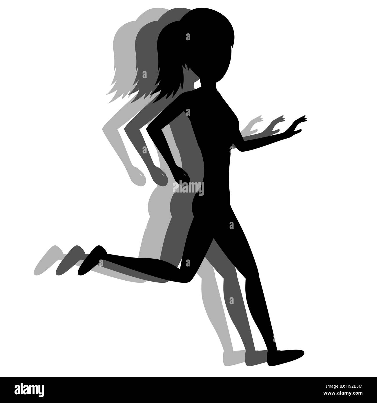 Silhouette of a pretty girl is running and smiling (motion blur Stock ...