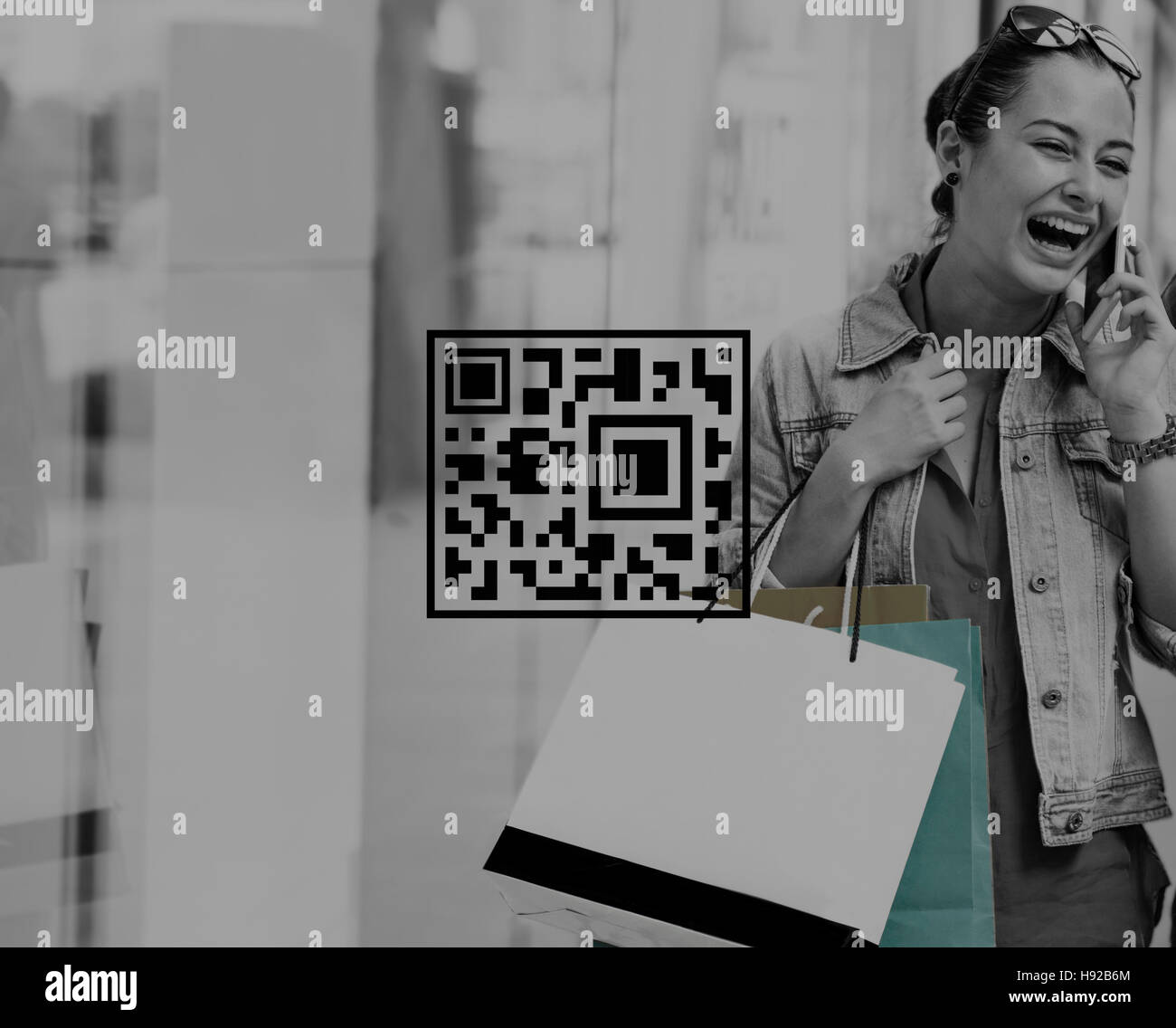 qr-code-price-tag-coding-encryption-label-merchandise-concept-stock