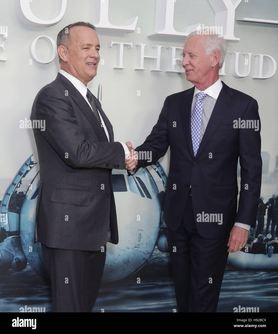 Tom Hanks (left) and Chesley Sullenberger attending a special screening of  Sully at the BFI IMAX in London Stock Photo - Alamy