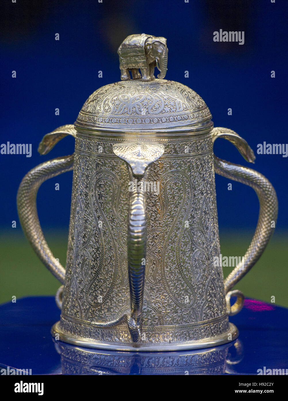 The Calcutta Cup is a rugby union trophy awarded to the winner of the annual Six Nations Championship match between England and Scotland. Stock Photo
